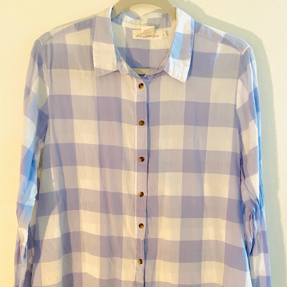 H&M white blue cotton shirt